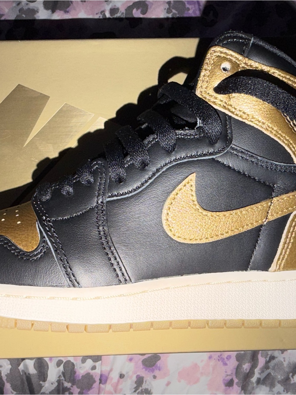 Nike Air Jordan 1 Mid Sneakers - Black/Gold - Picture 3 of 4